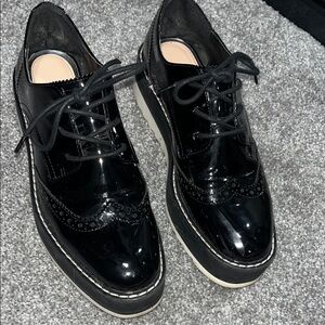 Black Patent Leather Platform Oxfords